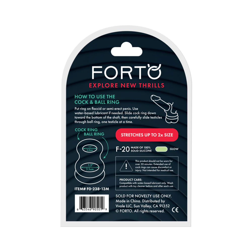 Forto F-20 Liquid Silicone Cockring & Ball Stretcher Medium Glow - Image 5