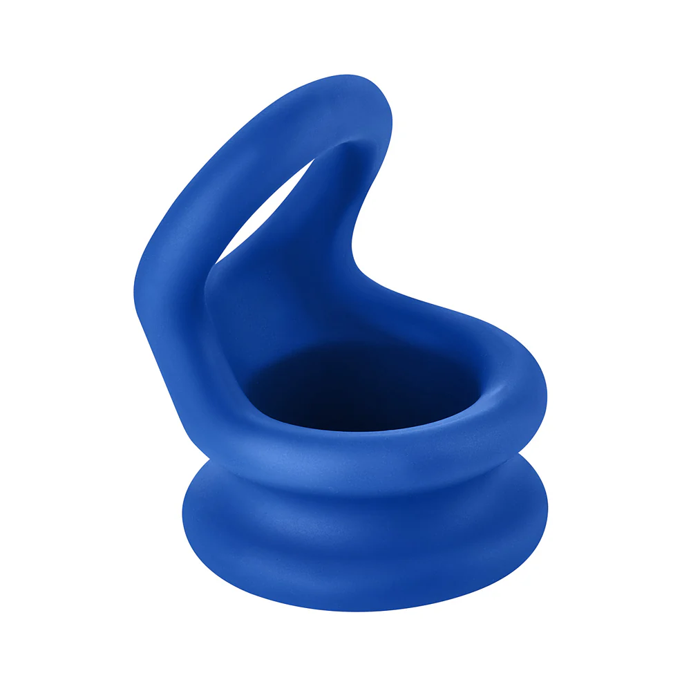 Forto F-20 Liquid Silicone Cockring & Ball Stretcher Small Blue - Image 4