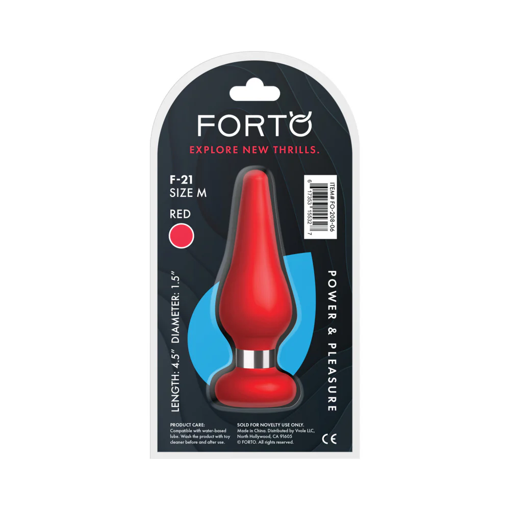 Forto F-21 Tear Drop Silicone Anal Plug Medium Red - Image 5
