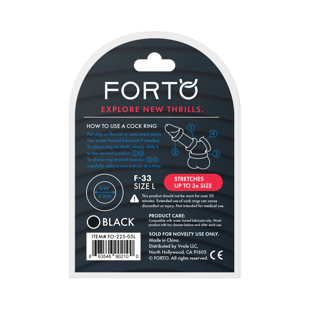 Forto F-33 Liquid Silicone Cockring Large Black - Image 6