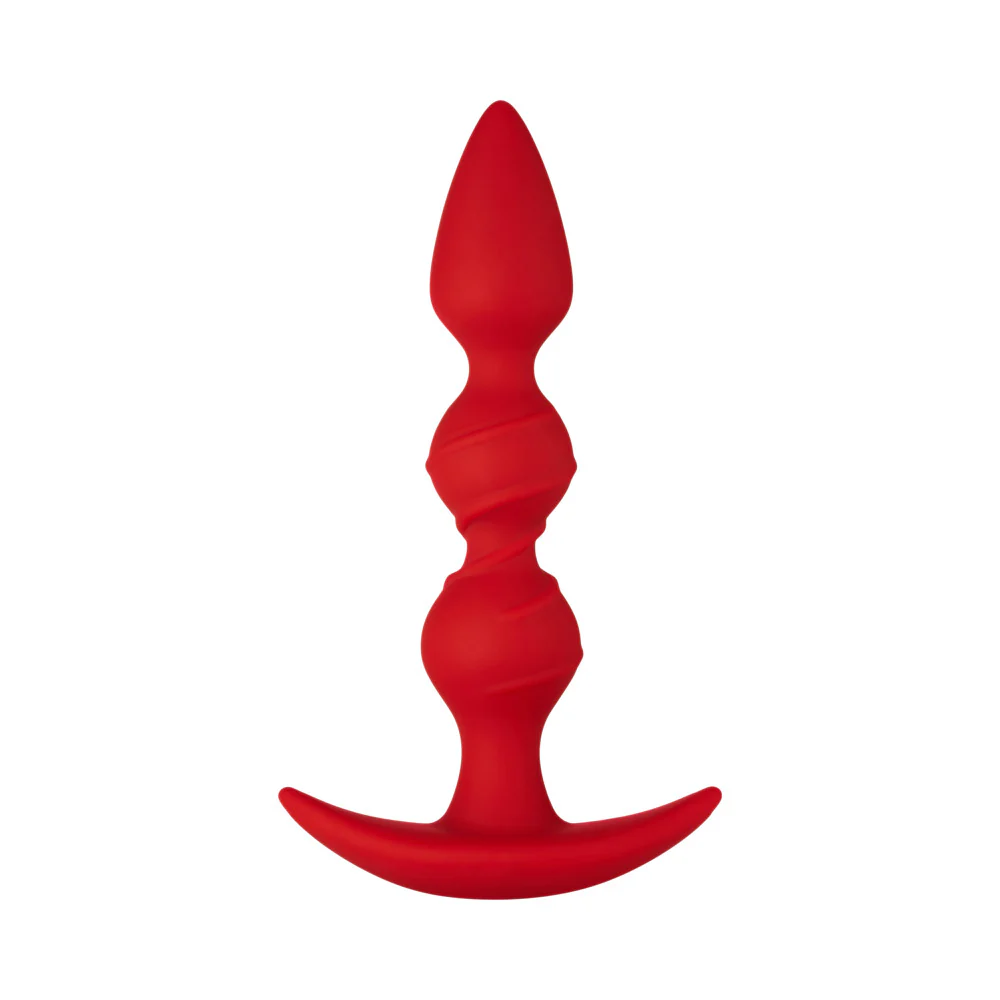 Forto F-42 Spiral Beads Silicone Anal Plug Red - Image 2