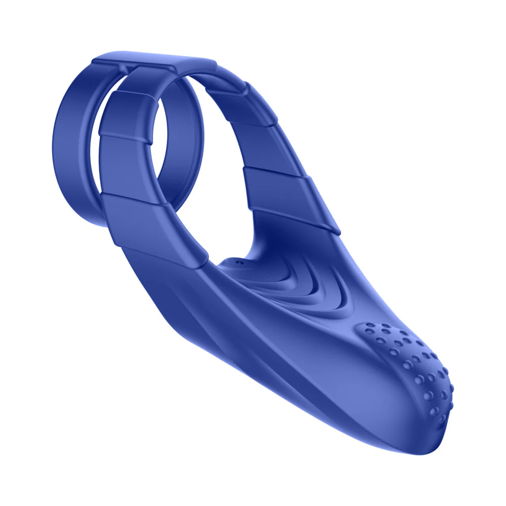 Forto F-48 Rechargeable Silicone Perineum Vibrating Double Cockring Blue - Image 12