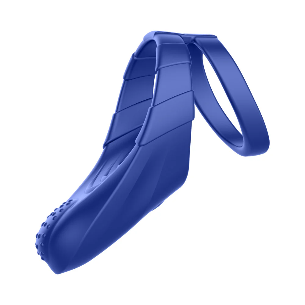Forto F-48 Rechargeable Silicone Perineum Vibrating Double Cockring Blue - Image 13