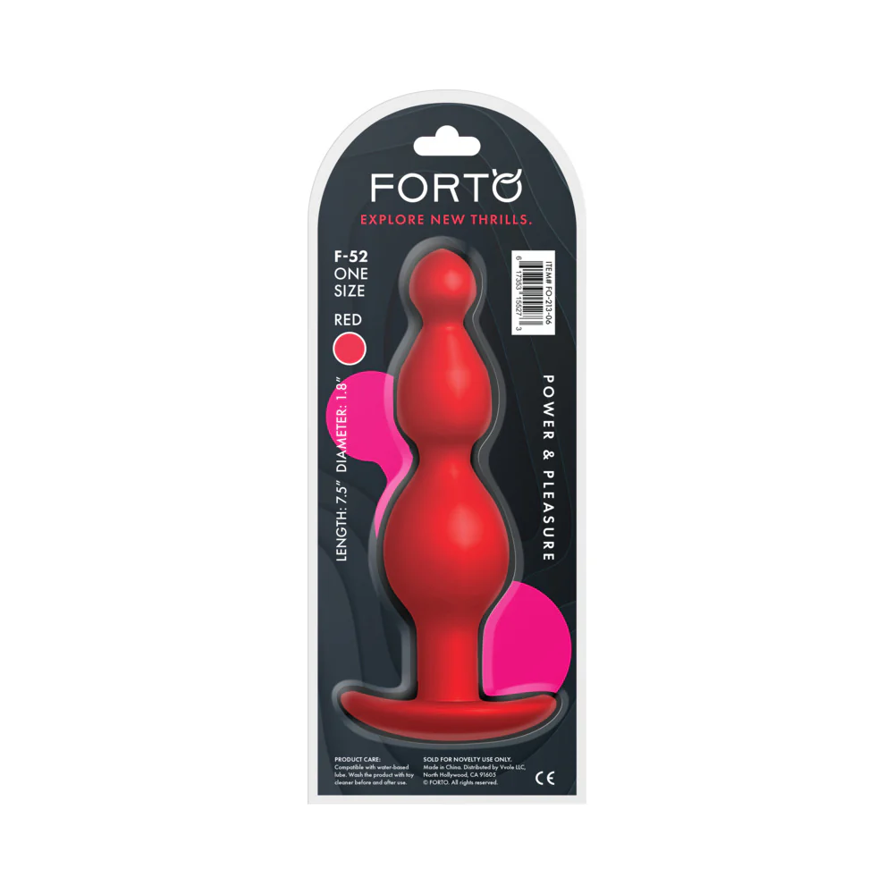 Forto F-52 Cone Beads Silicone Anal Plug Red - Image 6