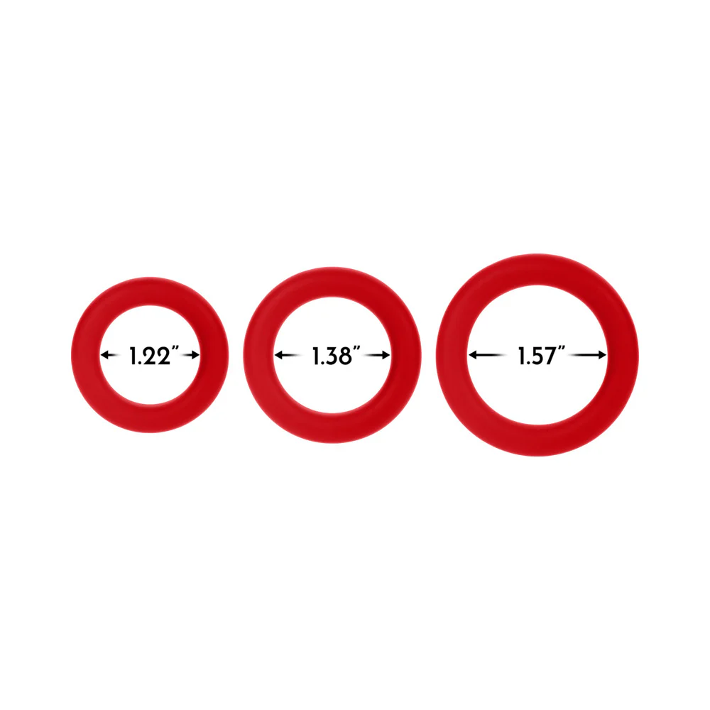 Forto F-61 3-Piece Silicone Cockring Set Red - Image 5