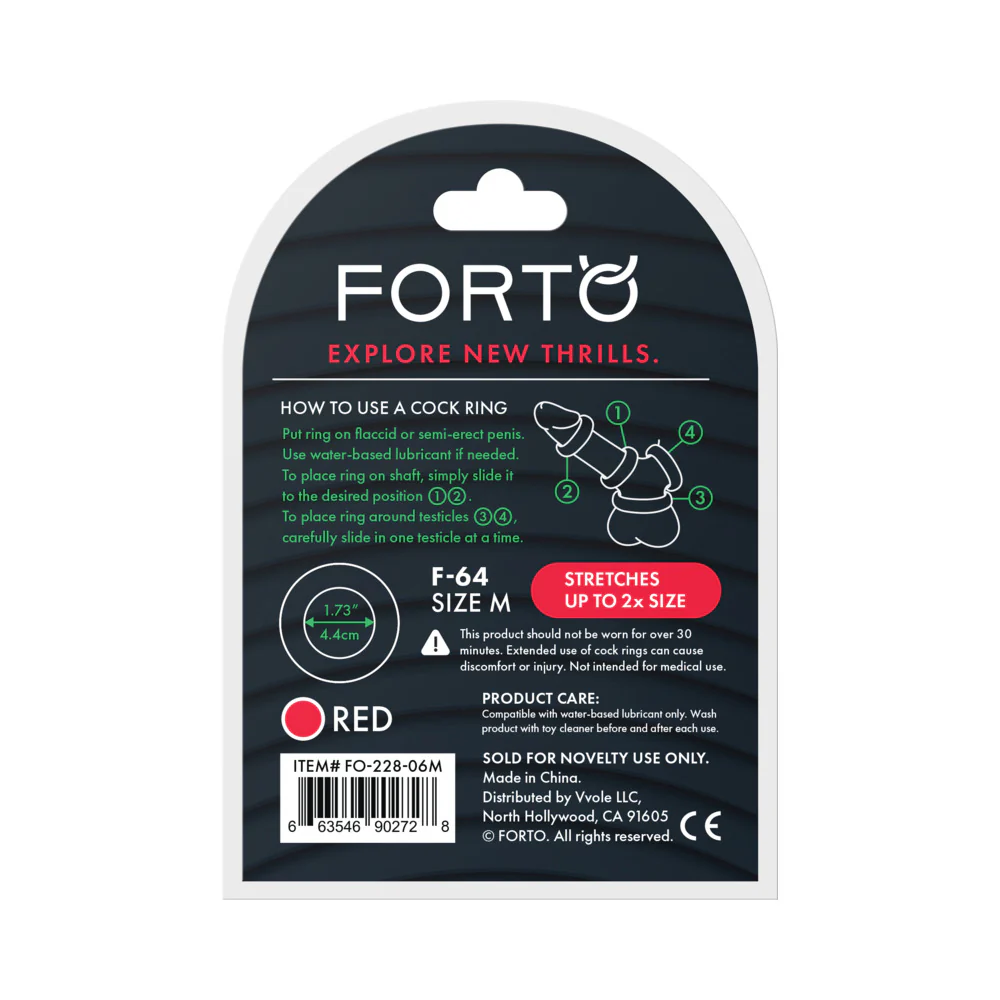 Forto F-64 Wide Liquid Silicone Cockring Medium Red - Image 6