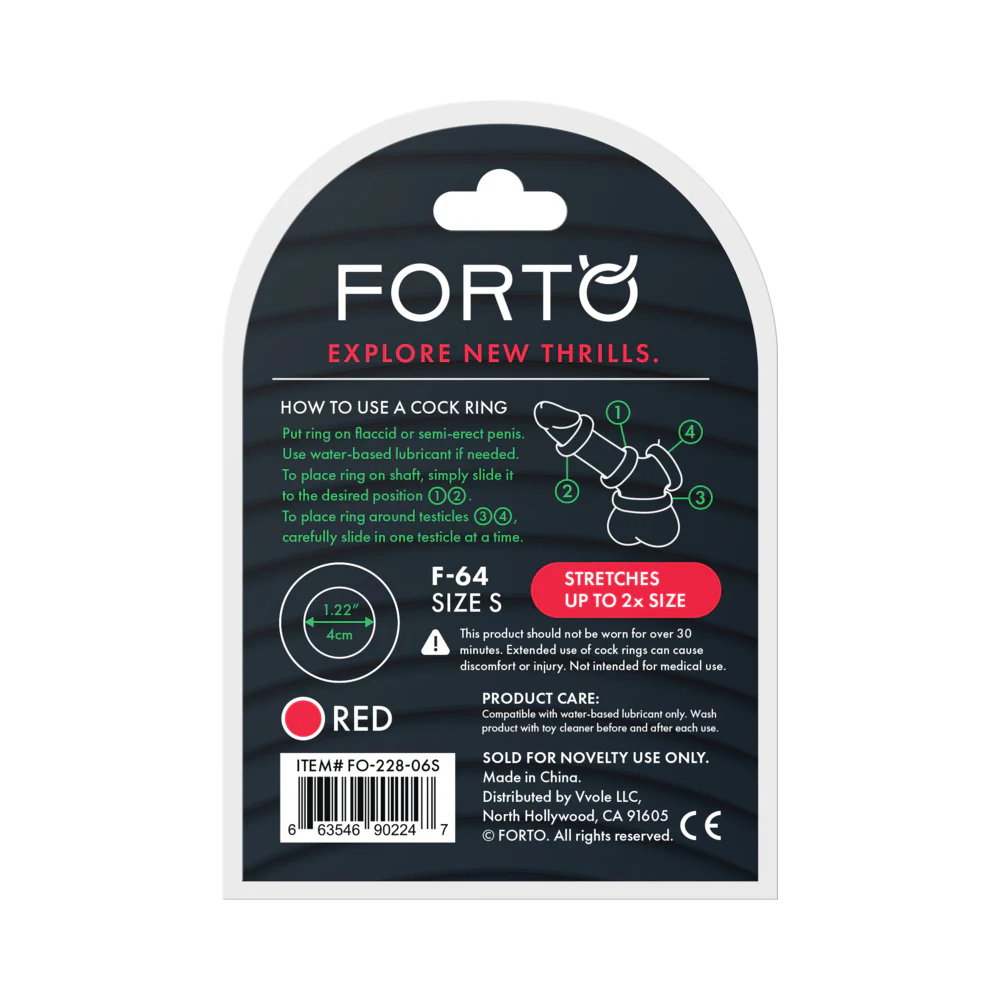 Forto F-64 Wide Liquid Silicone Cockring Small Red - Image 6