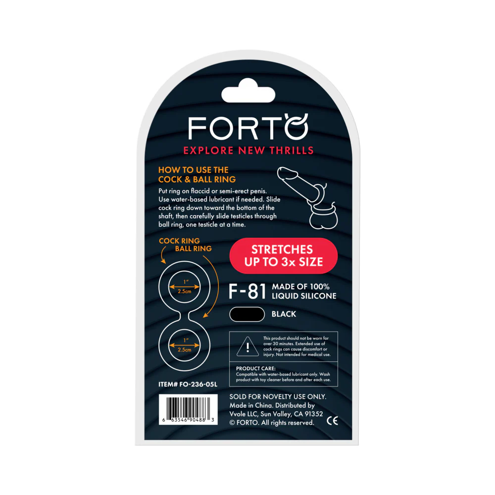 Forto F-81 Liquid Silicone Cock & Ball Double Ring Large Black - Image 4