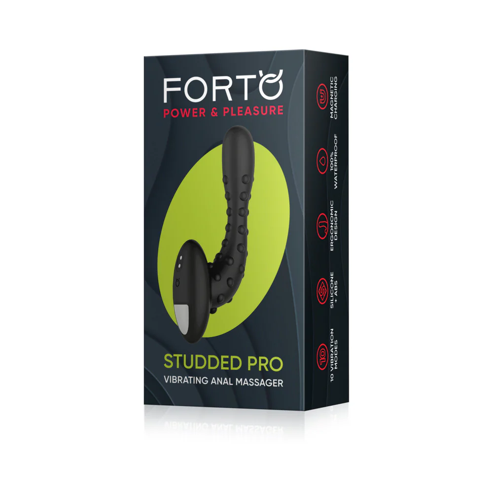 Forto Studded Pro Rechargeable Silicone Vibrating Anal Massager Black - Image 2