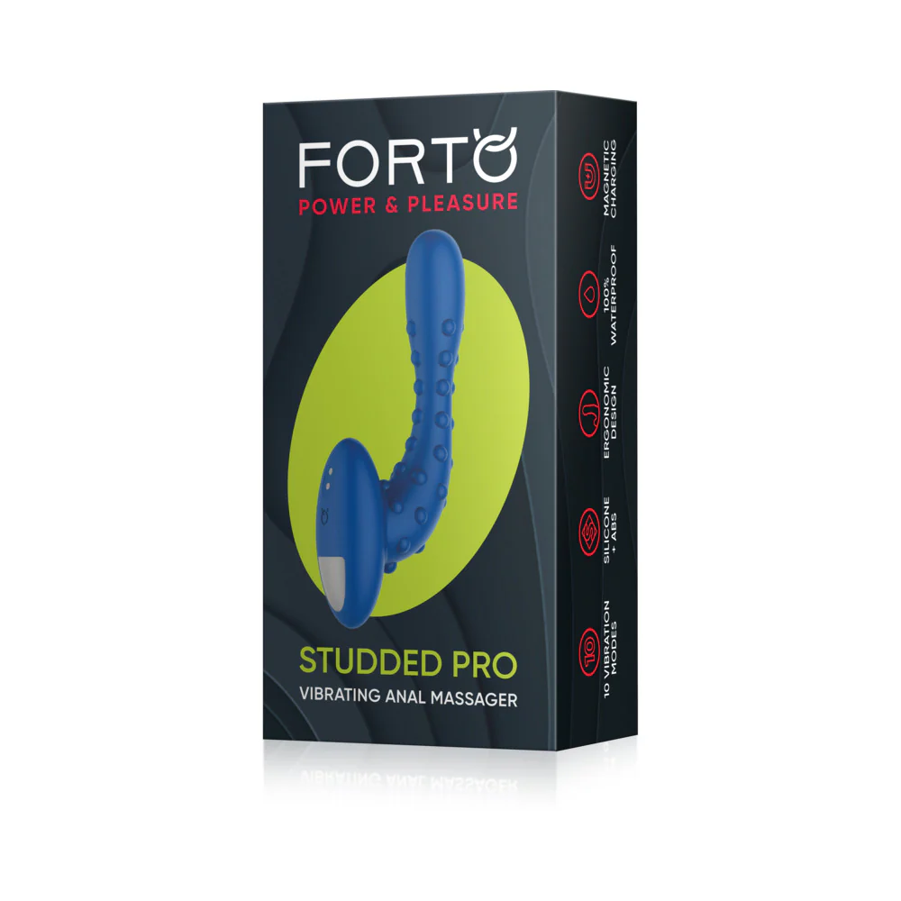 Forto Studded Pro Rechargeable Silicone Vibrating Anal Massager Blue - Image 2