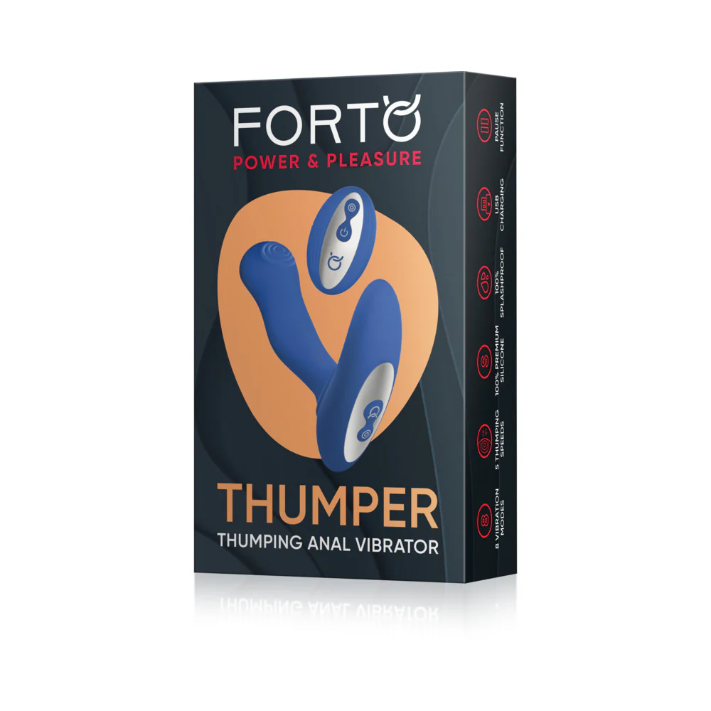 Forto Thumper Rechargeable Remote-Controlled Silicone Thumping Anal Vibrator Blue - Image 2