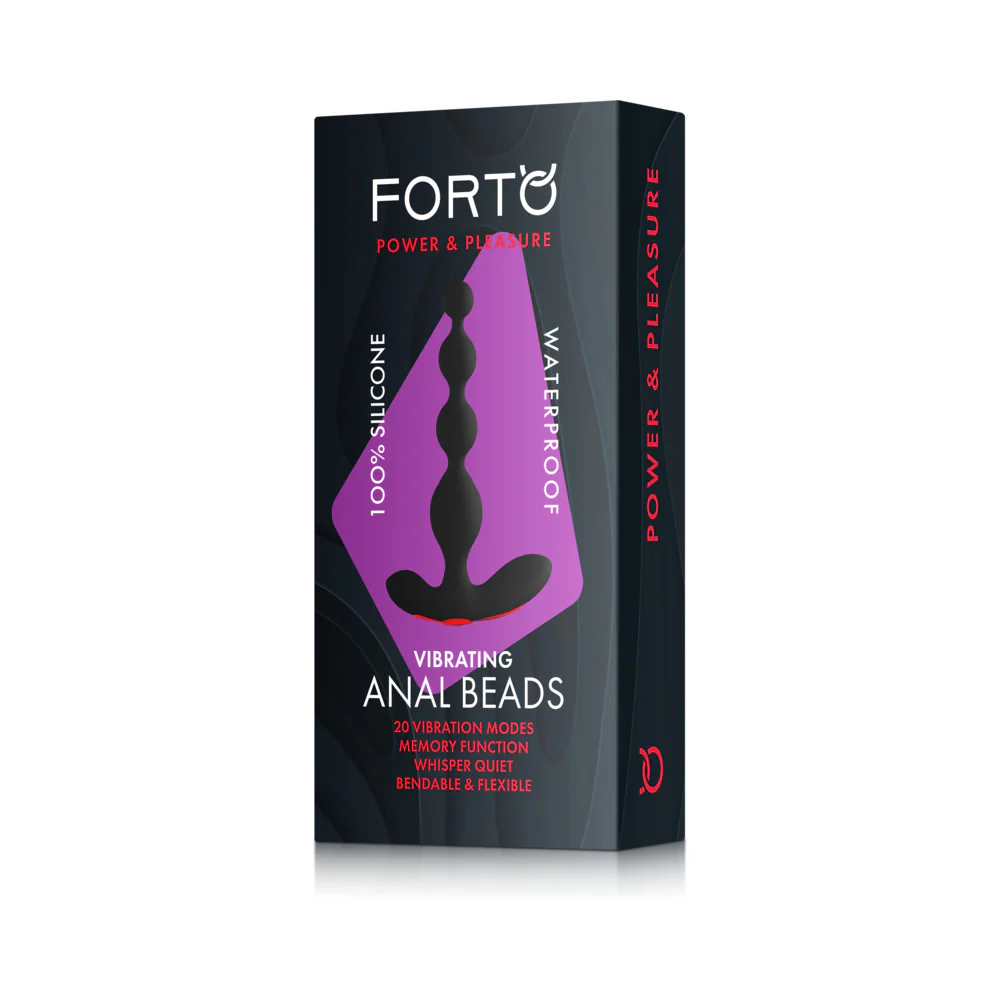 Forto Vibrating Anal Beads Rechargeable Silicone Plug Black - Image 8