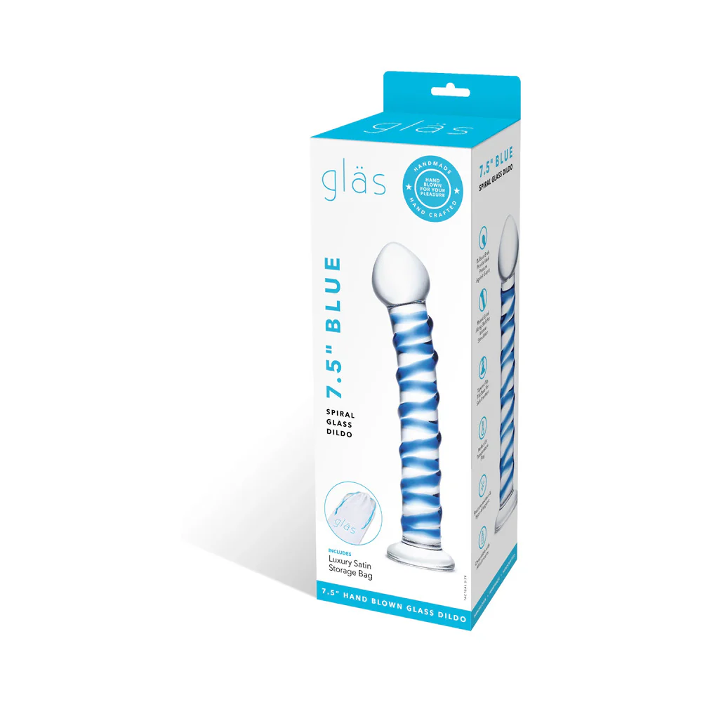 Glas 7.5 in. Blue Spiral Glass Dildo - Image 8