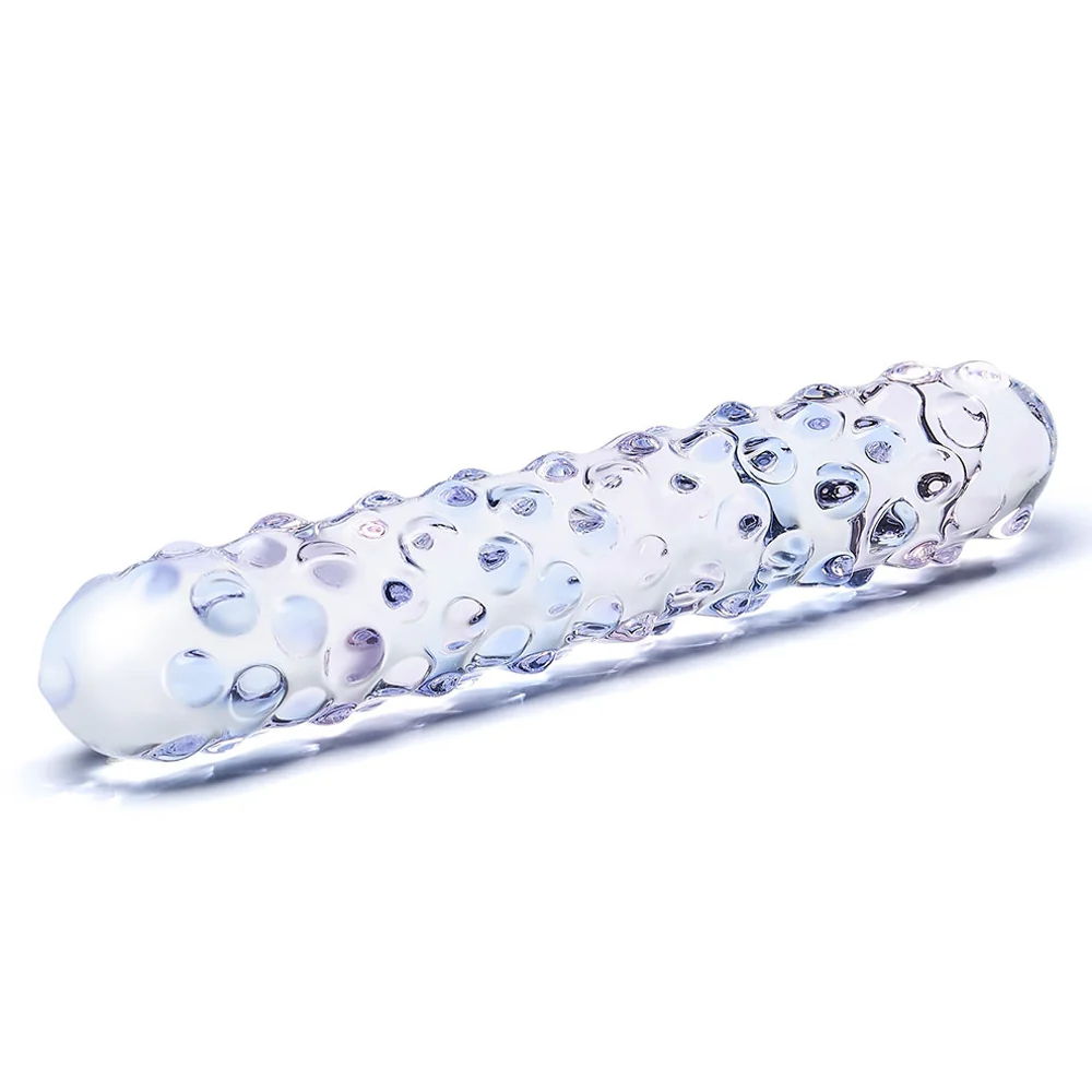 Glas 9 in. Purple Rose Nubby Glass Dildo - Image 4