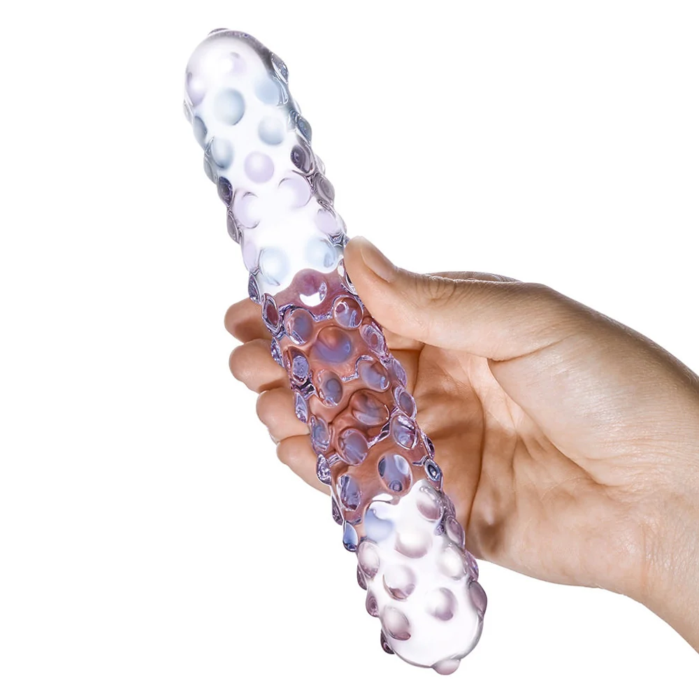 Glas 9 in. Purple Rose Nubby Glass Dildo - Image 5
