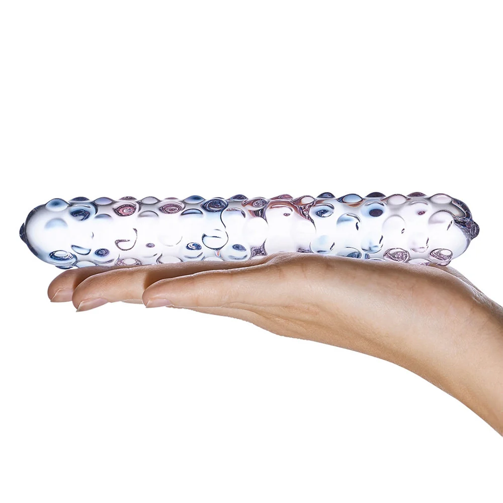 Glas 9 in. Purple Rose Nubby Glass Dildo - Image 6