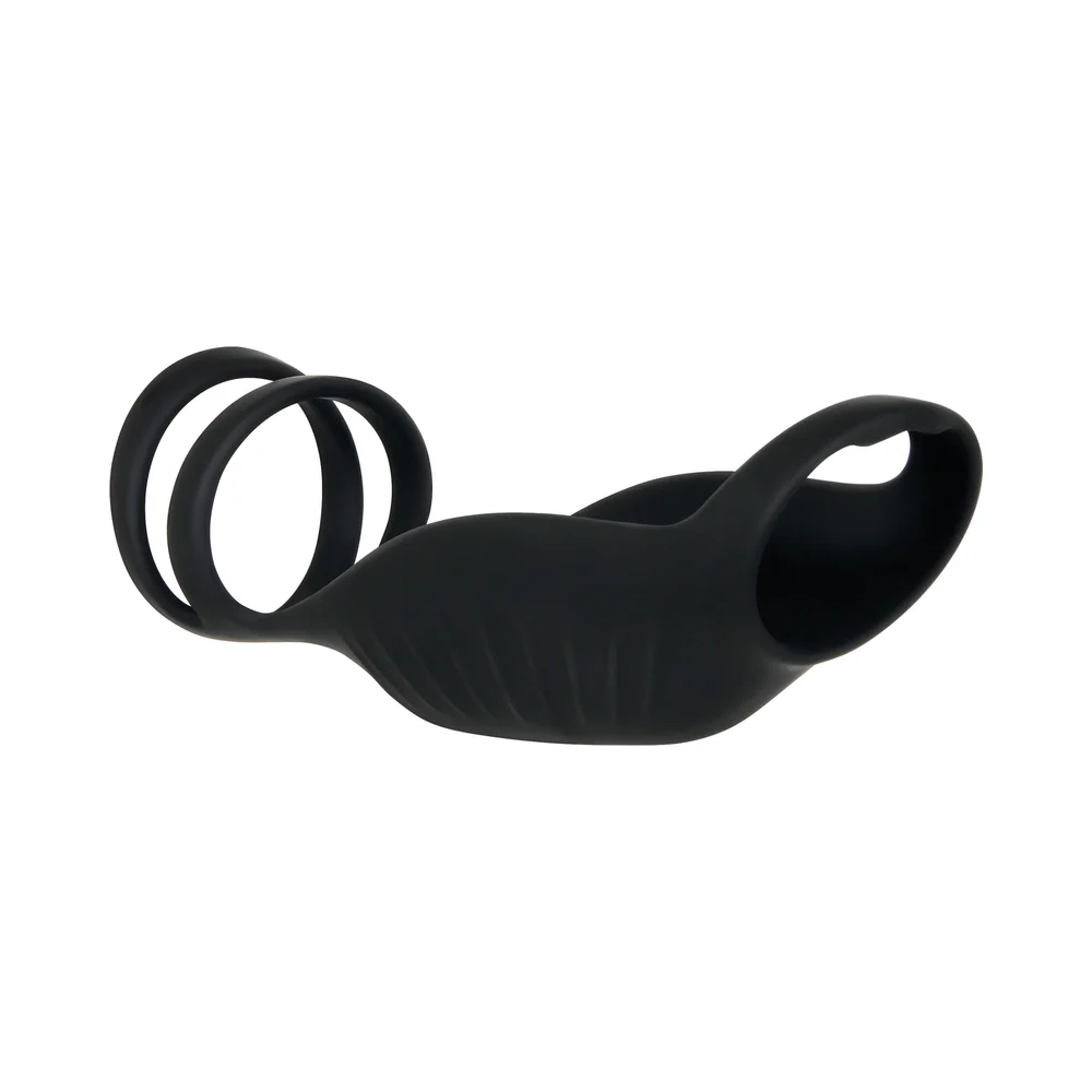 Gender X Rocketeer Rechargeable Triple-Ring Vibrating Silicone Penis Sheath Black - Image 7