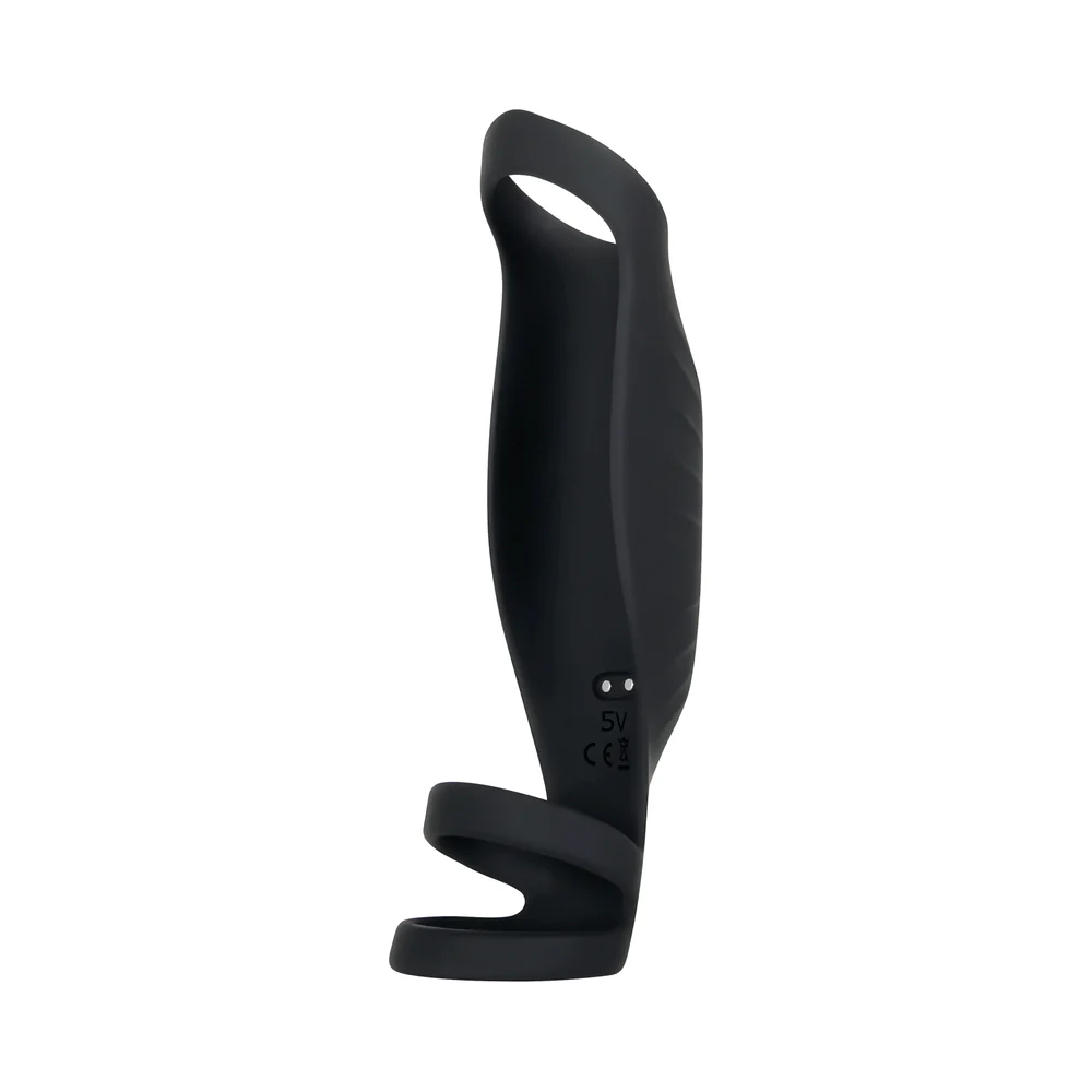 Gender X Rocketeer Rechargeable Triple-Ring Vibrating Silicone Penis Sheath Black - Image 8