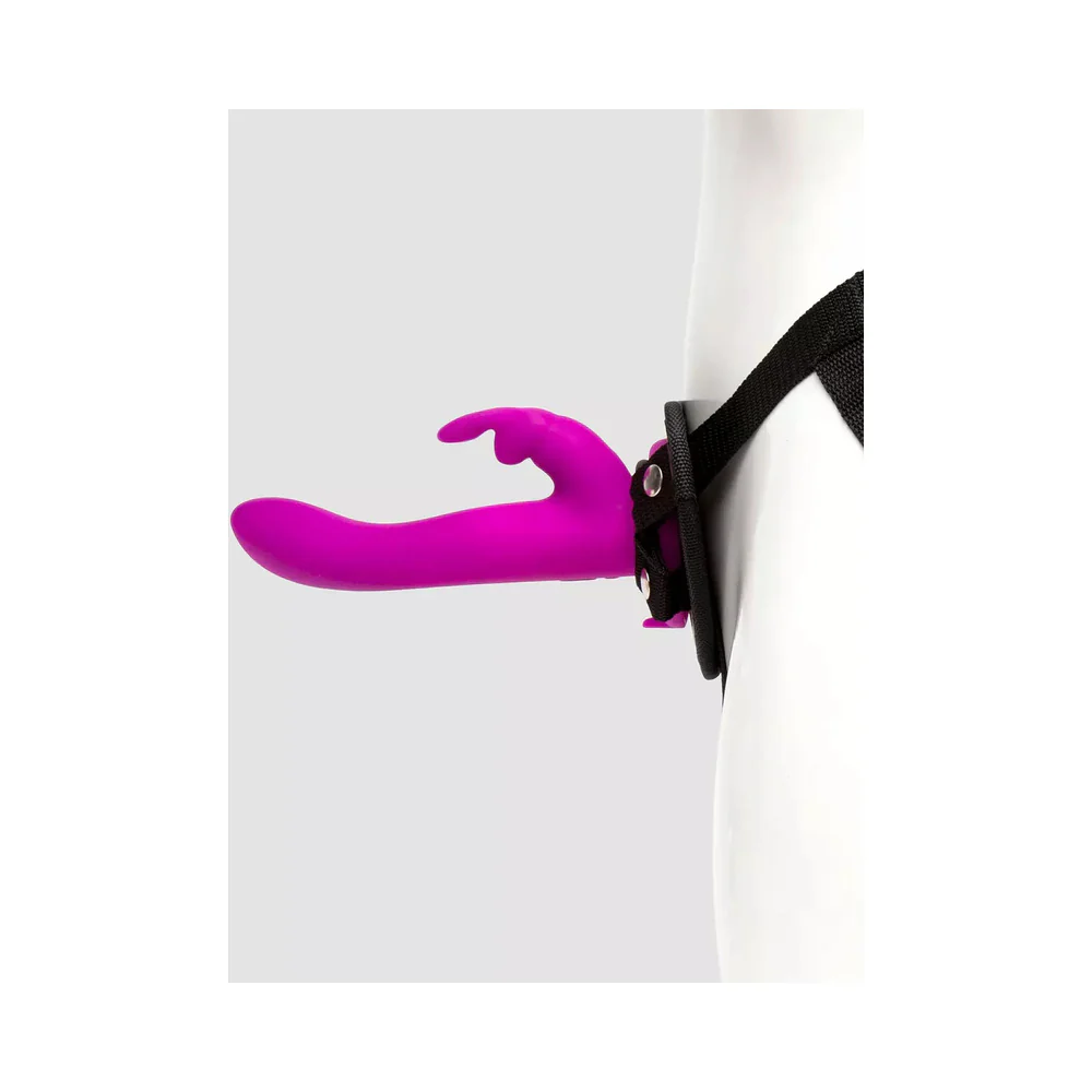 Happy Rabbit Rechargeable Silicone Vibrating Strap-On Harness Set Purple - Image 3