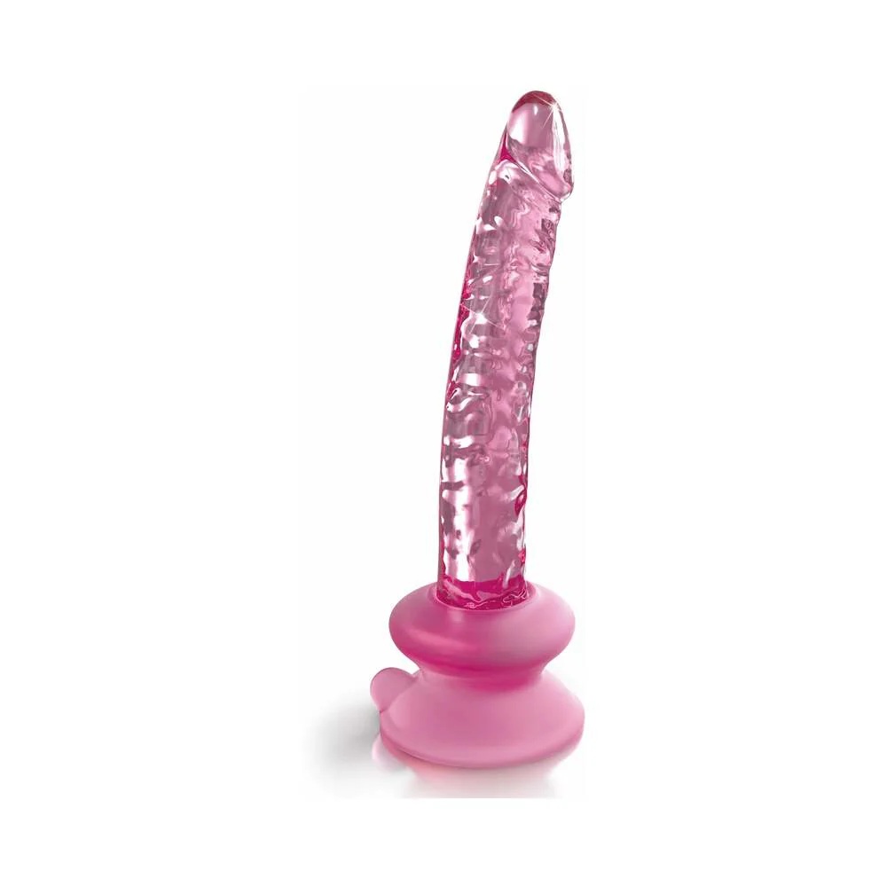 Icicles No. 86 Realistic 7 in. Glass Dildo With Suction Cup Pink - Image 2