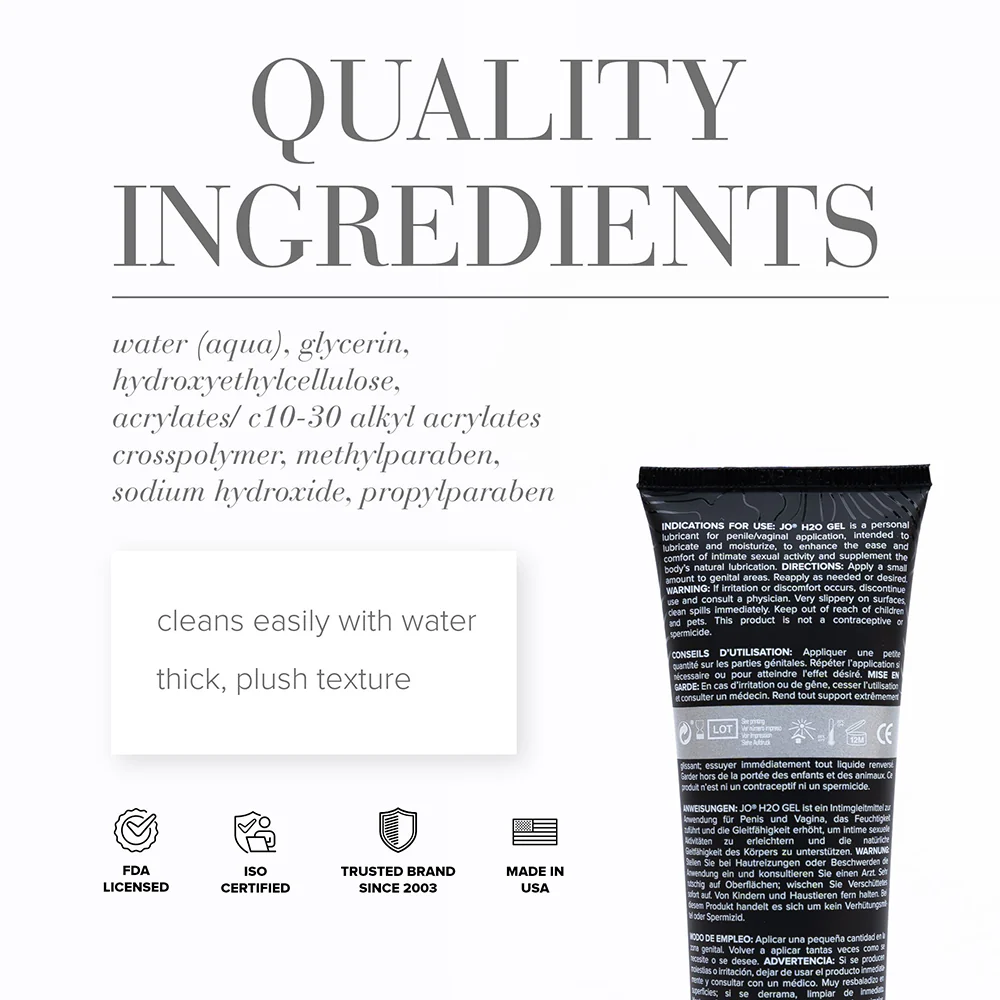 JO H2O Gel Water-Based Personal Lubricant 4 oz. - Image 2