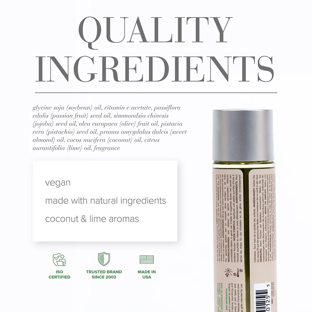 JO Naturals Massage Oil Coconut & Lime 4 oz. - Image 2