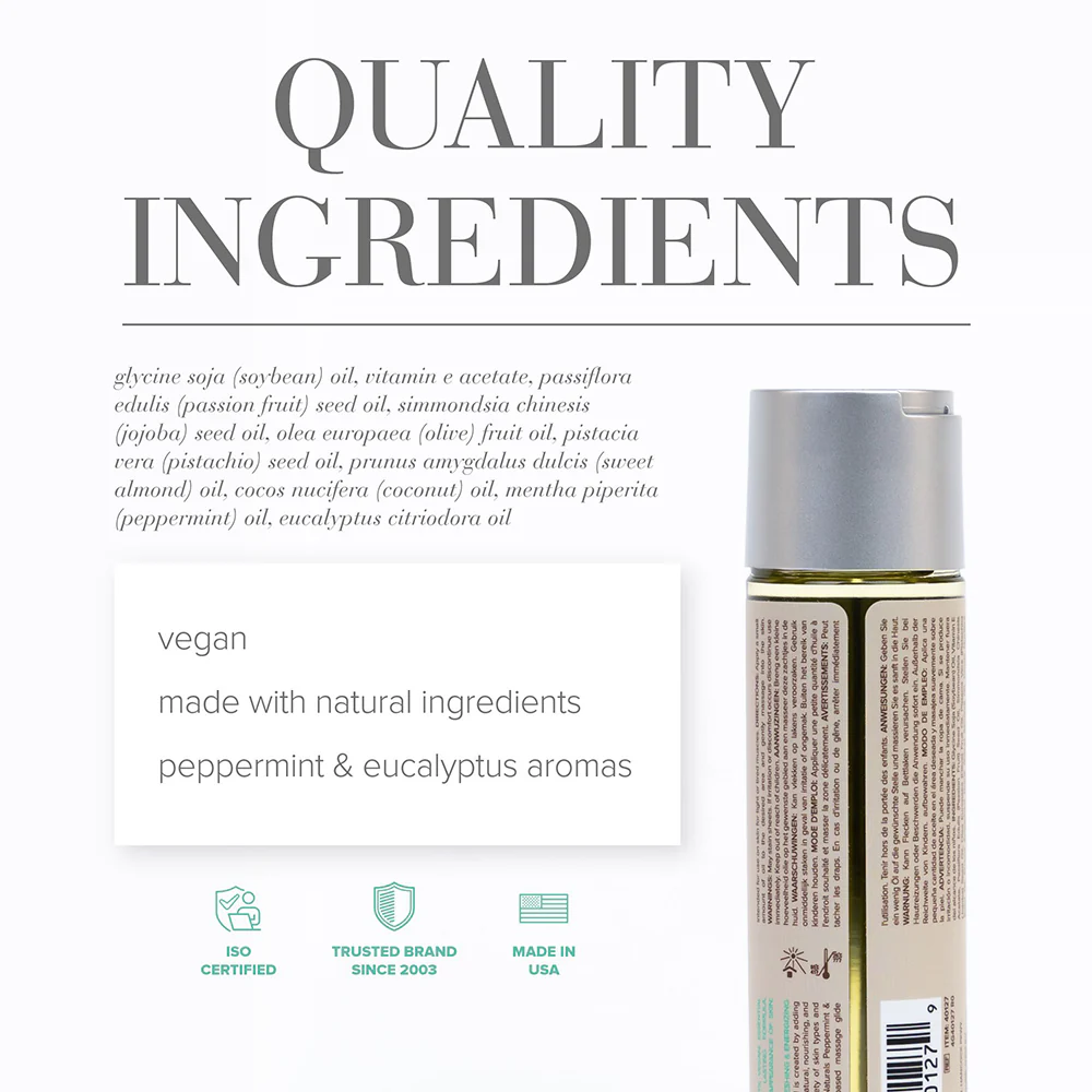 JO Naturals Massage Oil Peppermint & Eucalyptus 4 oz. - Image 2
