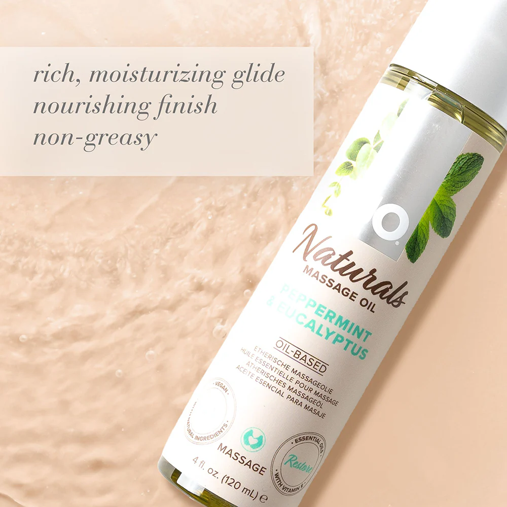 JO Naturals Massage Oil Peppermint & Eucalyptus 4 oz. - Image 3