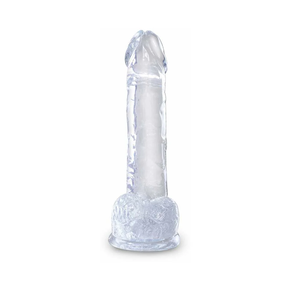 King Cock Clear 7 in. Cock With Balls Realistic Suction Cup Dildo - Image 3