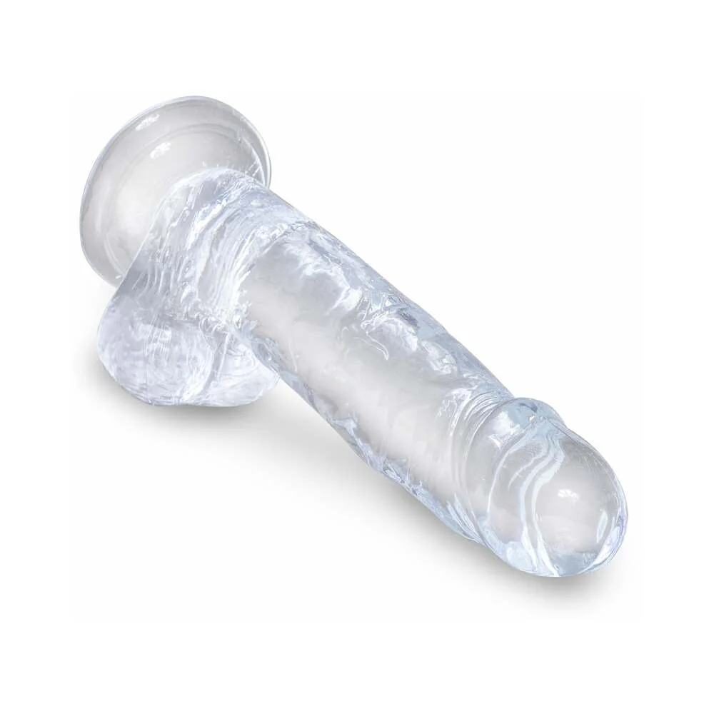 King Cock Clear 7 in. Cock With Balls Realistic Suction Cup Dildo - Image 4