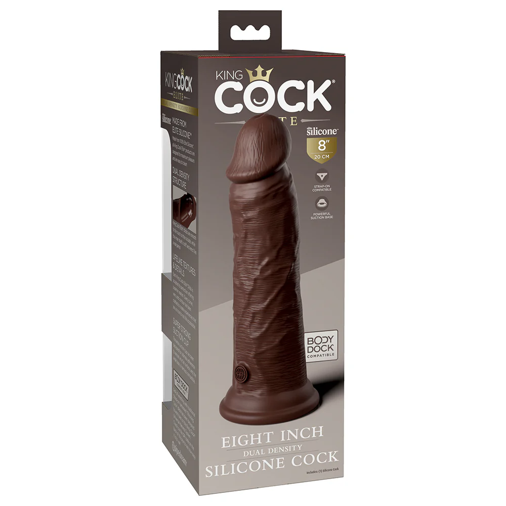 King Cock Elite 8 in. Dual Density Silicone Cock Realistic Dildo With Suction Cup Brown - Image 2