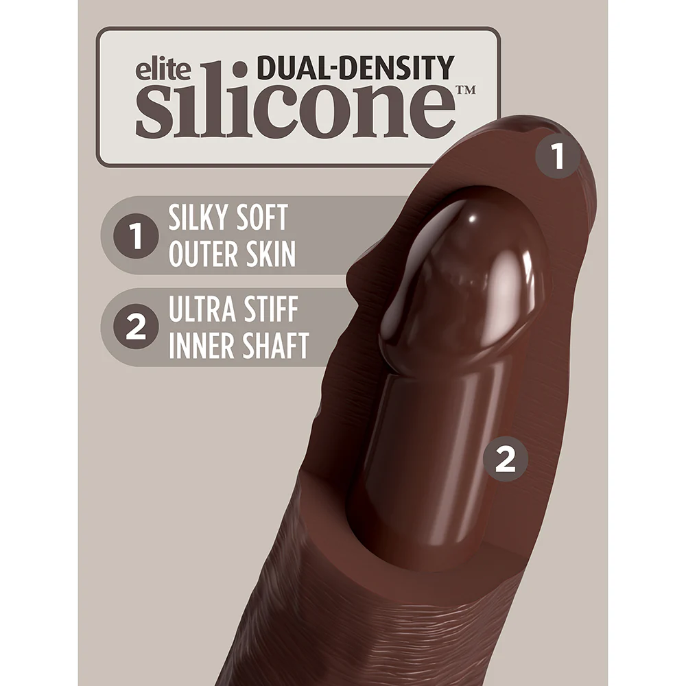 King Cock Elite 8 in. Dual Density Silicone Cock Realistic Dildo With Suction Cup Brown - Image 7