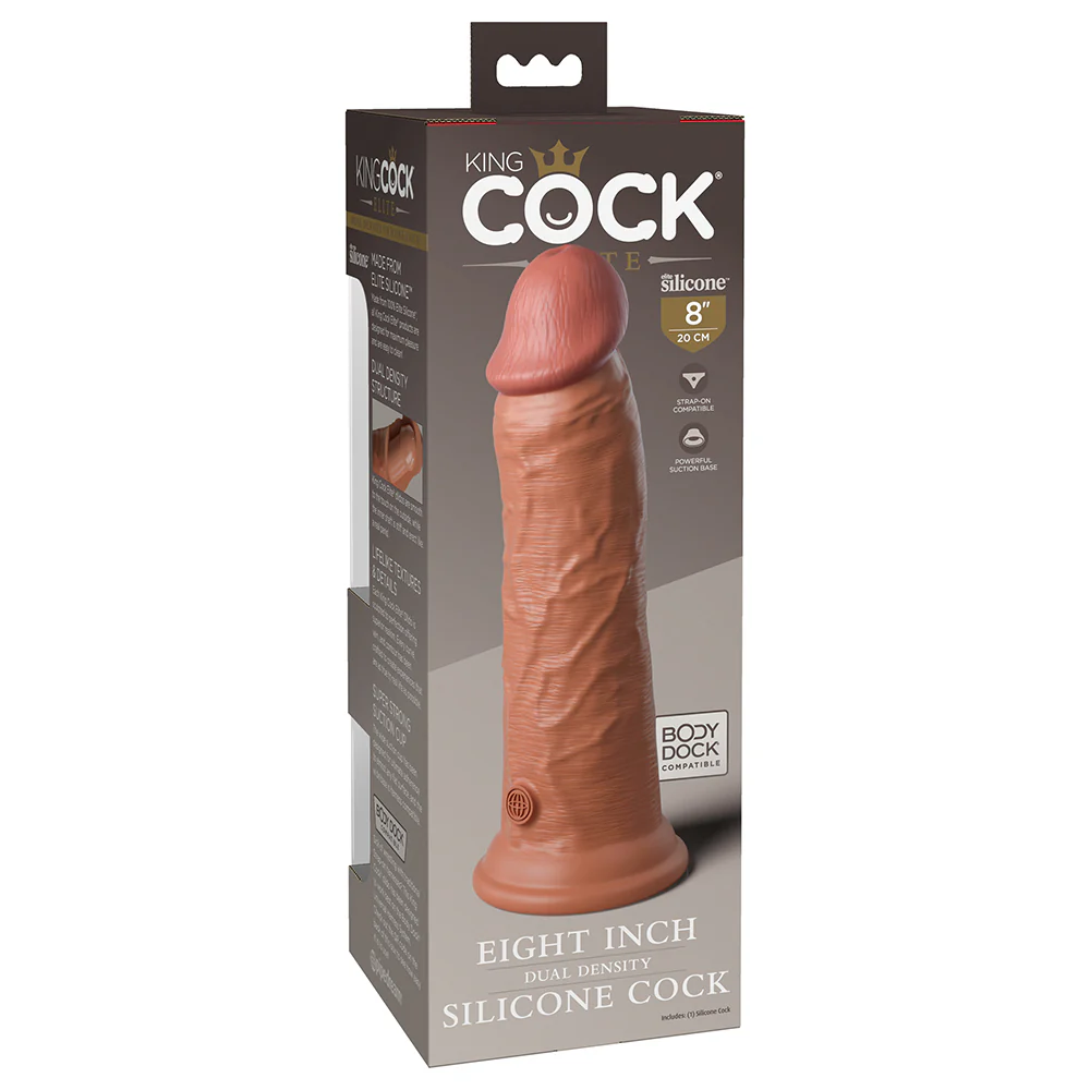 King Cock Elite 8 in. Dual Density Silicone Cock Realistic Dildo With Suction Cup Tan - Image 2