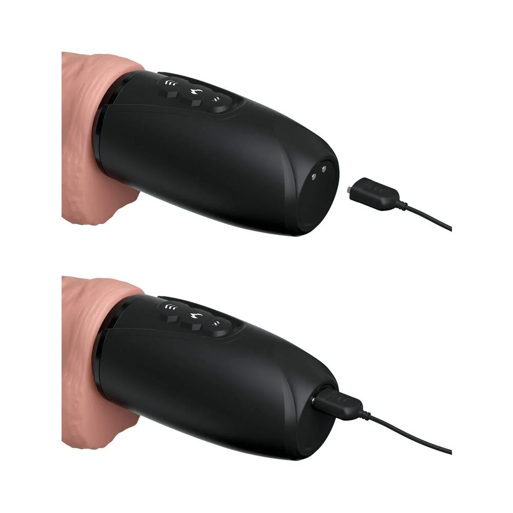 King Cock Plus 6.5 in. Thrusting Cock With Balls Rechargeable Realistic Vibrator Beige - Image 9