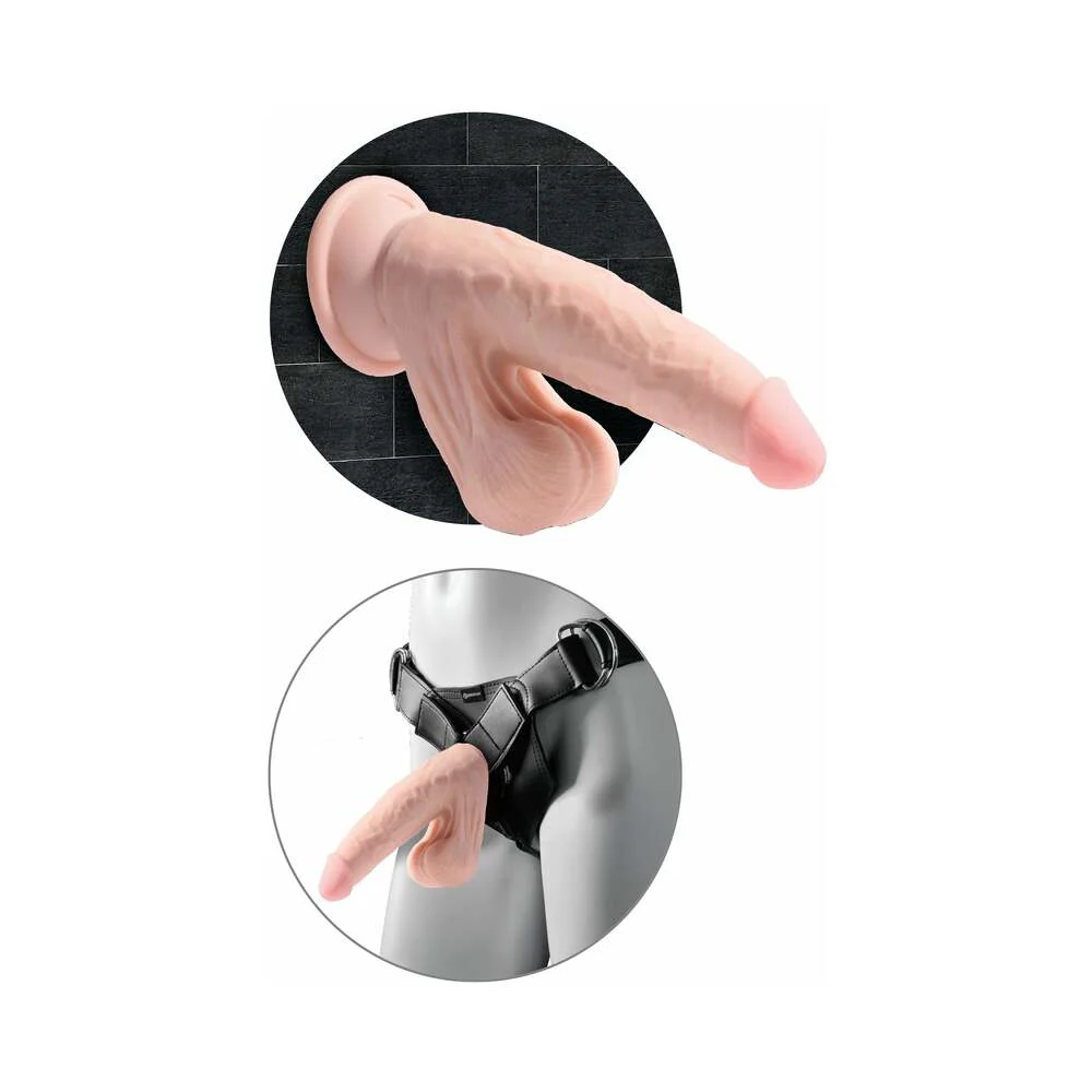 King Cock Plus 7 in. Triple-Density Cock With Swinging Balls Dildo Beige - Image 6