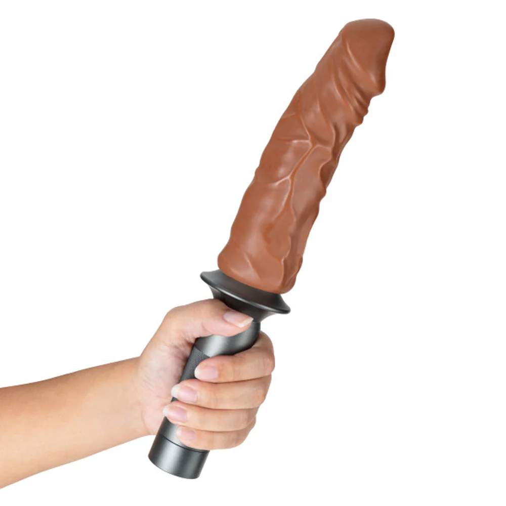 Lock On Karbonite Dildo With Handle Mocha - Image 2