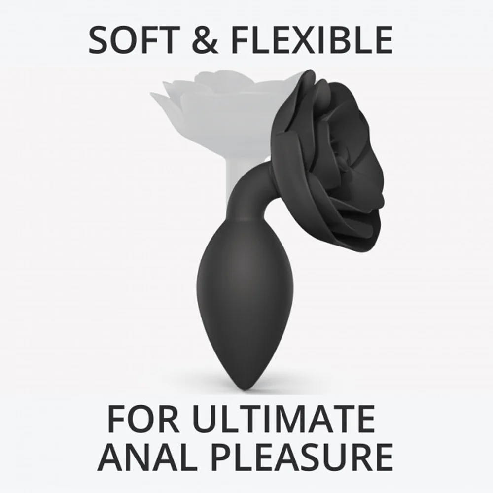 Love to Love Open Roses Silicone Anal Plug Black Onyx Large - Image 2