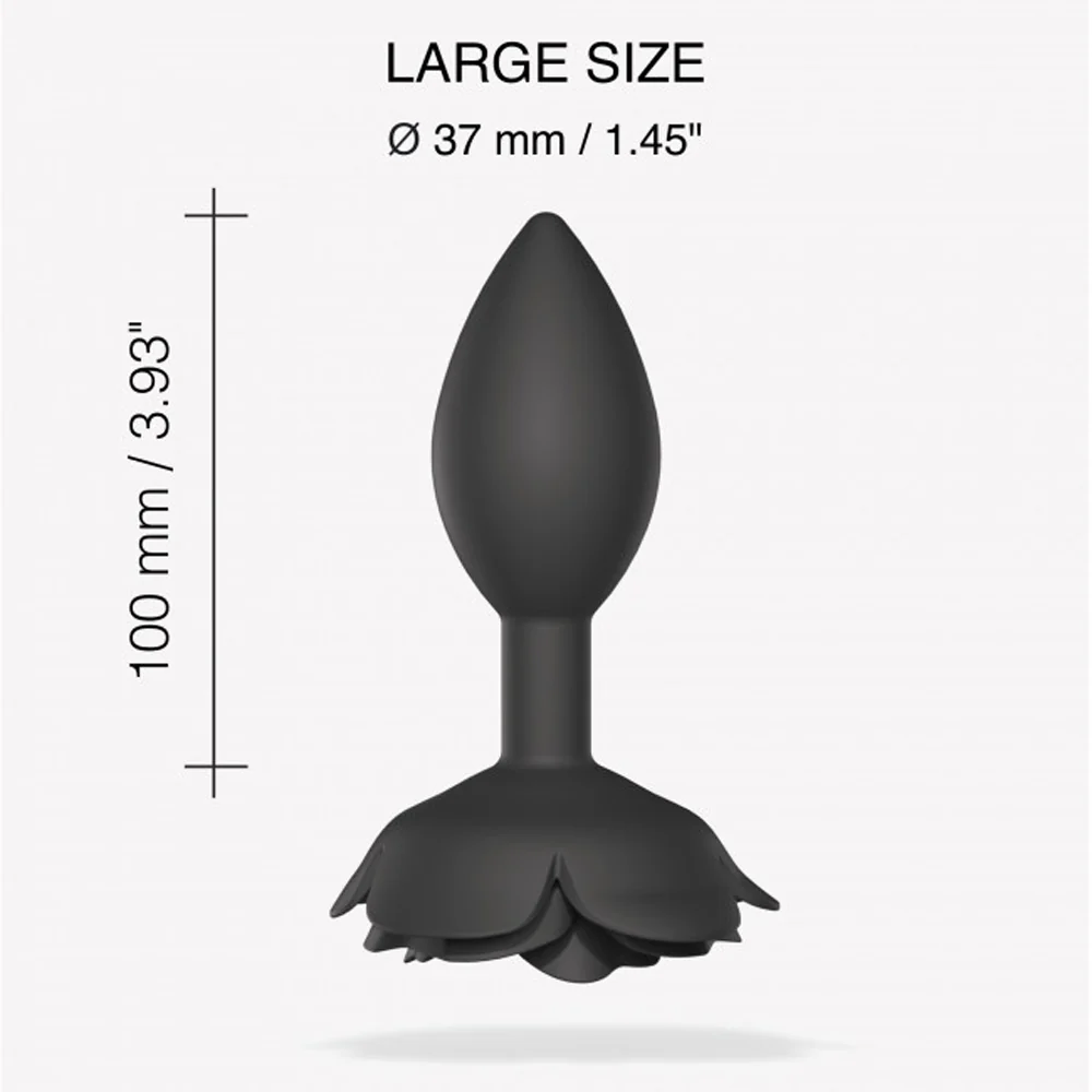 Love to Love Open Roses Silicone Anal Plug Black Onyx Large - Image 3