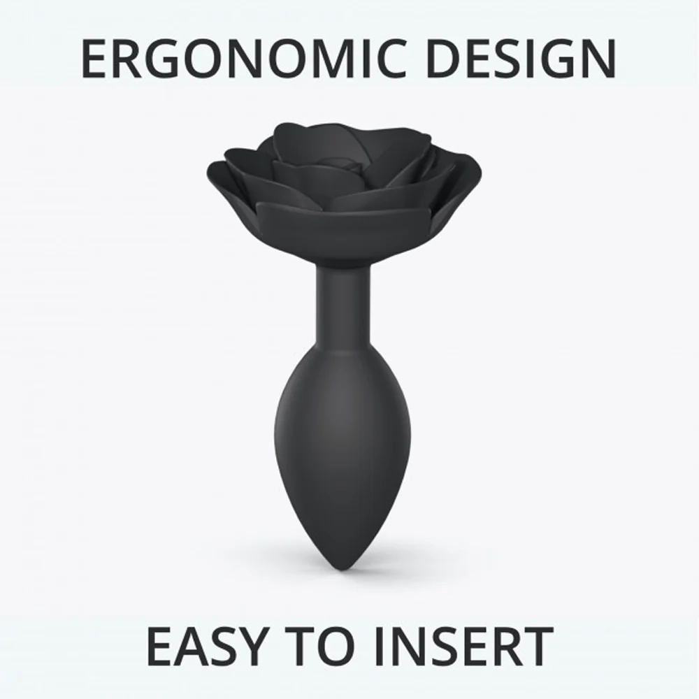 Love to Love Open Roses Silicone Anal Plug Black Onyx Large - Image 4