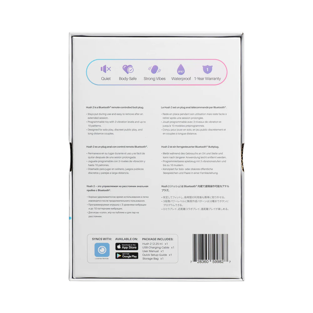 Lovense Hush 2 Bluetooth Remote-Controlled Vibrating Butt Plug L 2.25 in. - Image 6