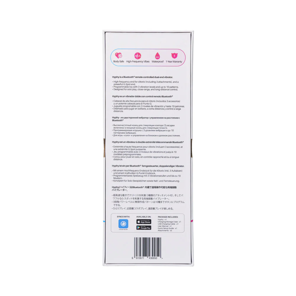Lovense Hyphy Bluetooth Remote-Controlled Dual-End Vibrator Clitoral and G-Spot Stimulator - Image 9
