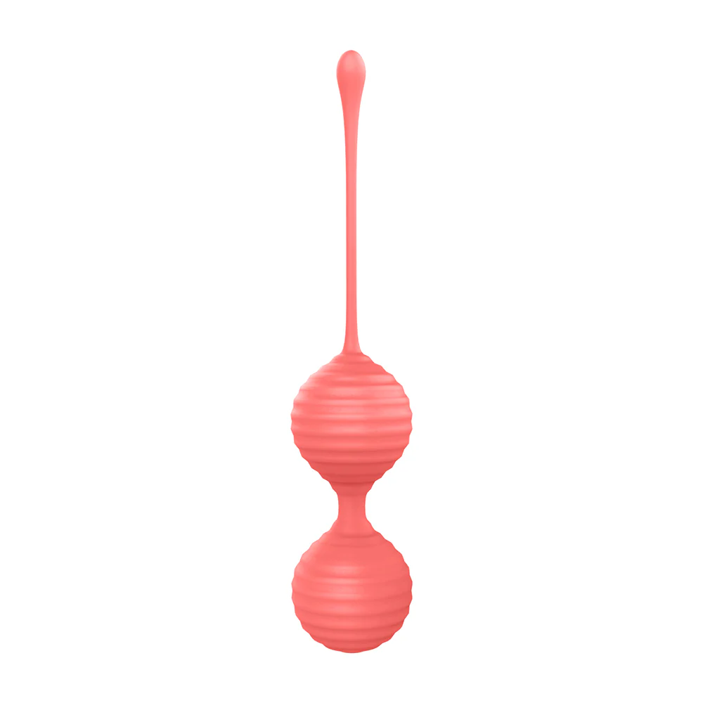 Luv Inc Kg88 Kegel Balls Ribbed Silicone 2-Piece Set Coral - Image 4