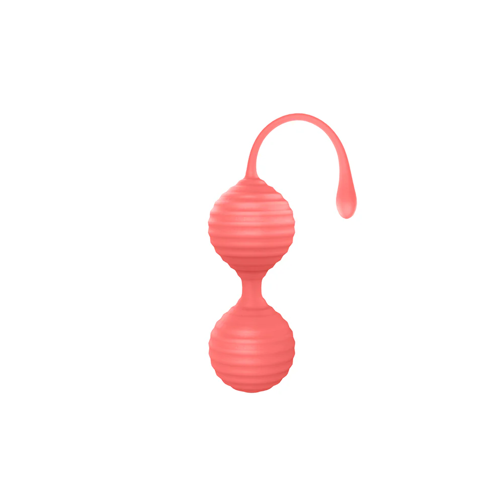 Luv Inc Kg88 Kegel Balls Ribbed Silicone 2-Piece Set Coral - Image 6