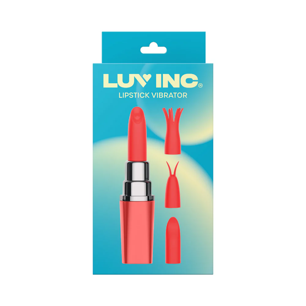Luv Inc Lv57 Lipstick Vibrator Rechargeable Silicone Discreet Bullet with 3 Attachments Coral - Image 4