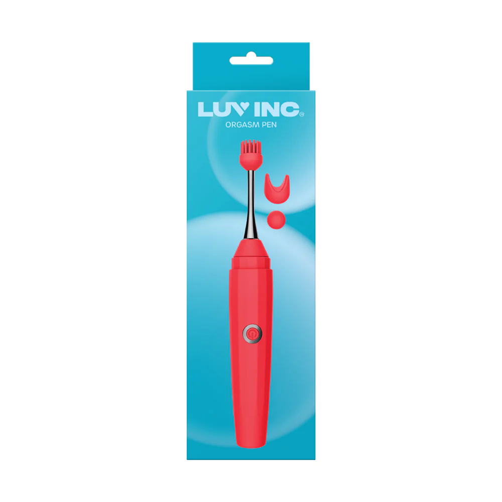 Luv Inc Op10 Orgasm Pen Rechargeable Pinpoint Vibrator with 3 Attachments Red - Image 6