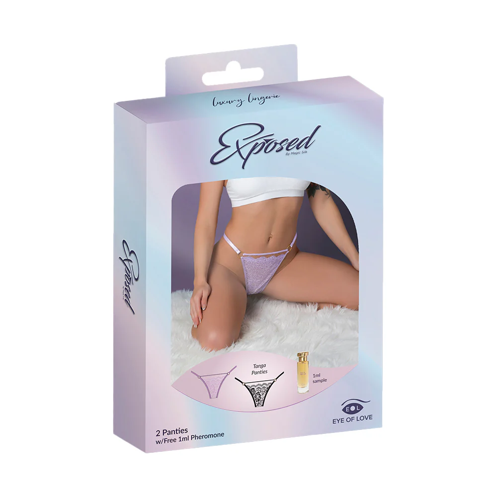 Magic Silk Pheromone Panties Tanga Panty 2-Pack Lilac/Black S/M
