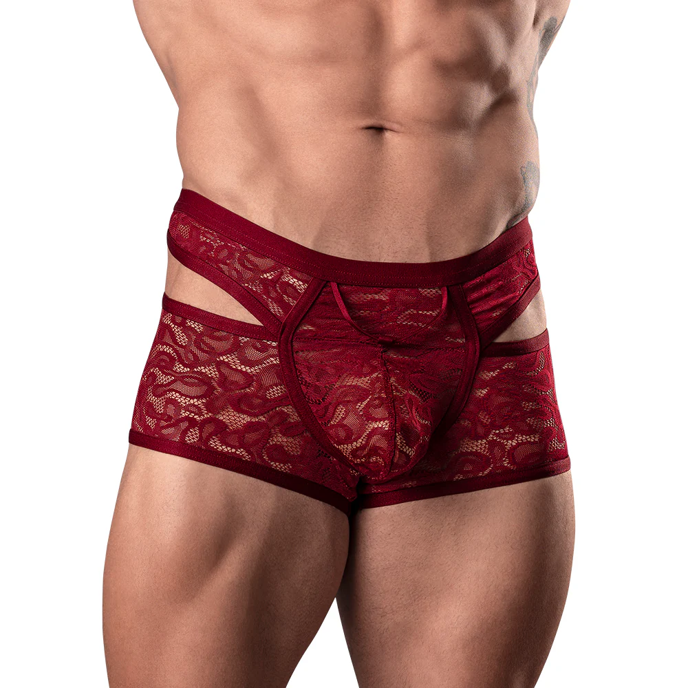 Male Power Lucifer Cutout Short Burgundy XL
