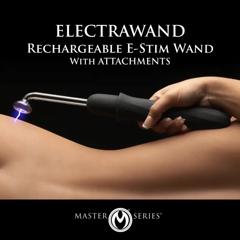 Master Series Elektrawand Rechargeable E-Stim Wand with Attachments Black - Image 9