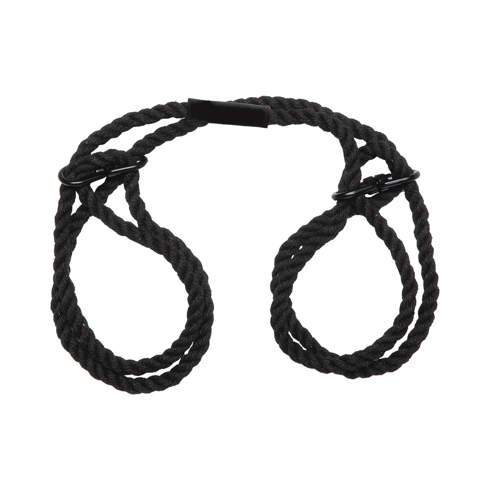 Merci Restrain 6mm Hemp Wrist or Ankle Cuffs Black - Image 2