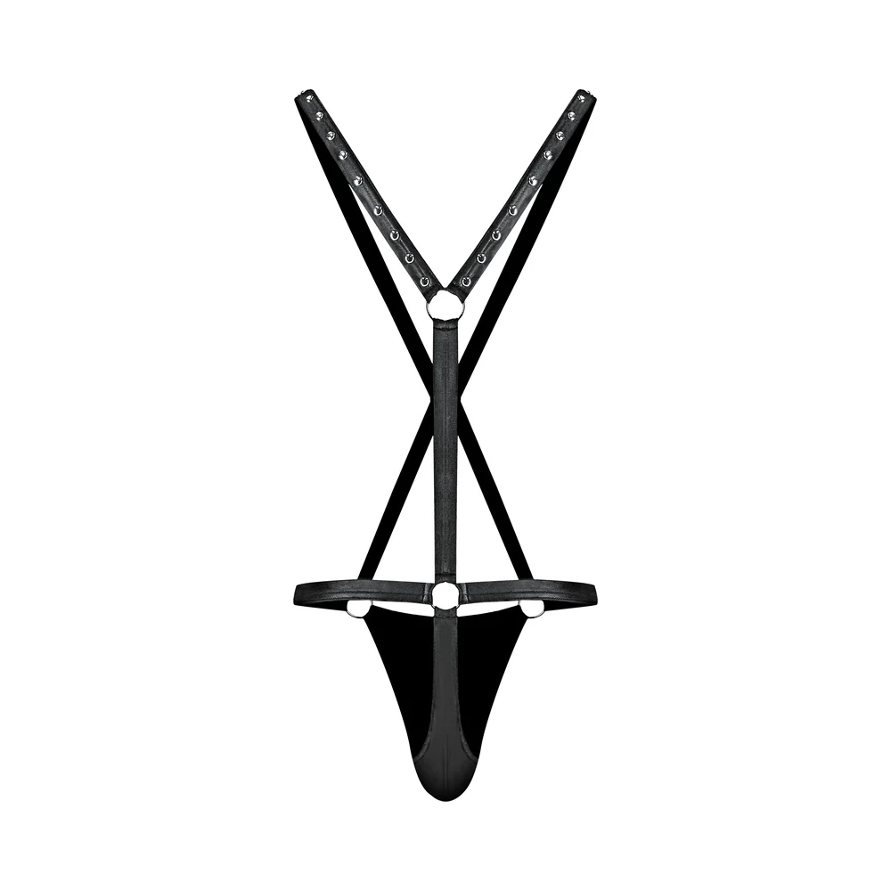 Male Power Fetish Warrior Criss-Cross Body Harness Black S/M - Image 2